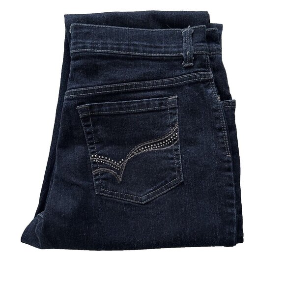 Gloria Vanderbilt Amanda Rhinestone Pocket Stretch Jeans Dark Blue Women's SZ 10 - Picture 3 of 14